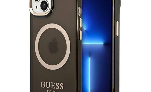 Guess Gold Outline Translucent MagSafe - Etui iPhone 14 (czarny) - zdjęcie 1