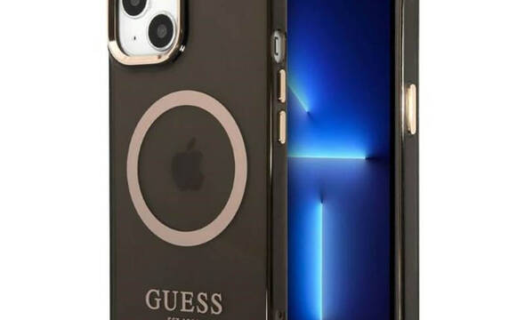 Guess Gold Outline Translucent MagSafe - Etui iPhone 13 (czarny) - zdjęcie 1