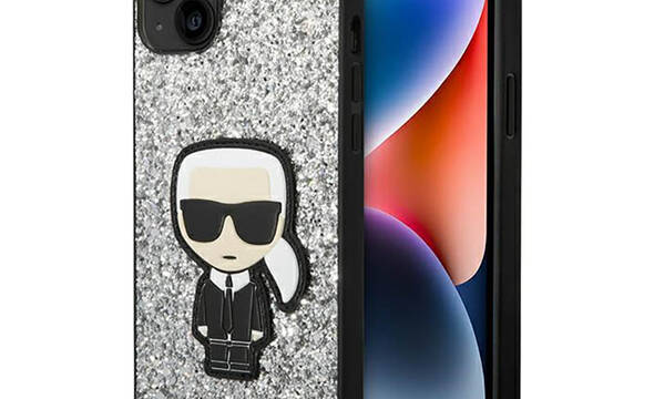 Karl Lagerfeld Glitter Flakes Ikonik - Etui iPhone 14 Plus (srebrny) - zdjęcie 1