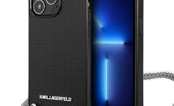 Karl Lagerfeld Leather Textured and Chain - Etui iPhone 13 Pro (czarny) - zdjęcie 1