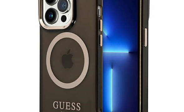 Guess Gold Outline Translucent MagSafe - Etui iPhone 14 Pro Max (czarny) - zdjęcie 1