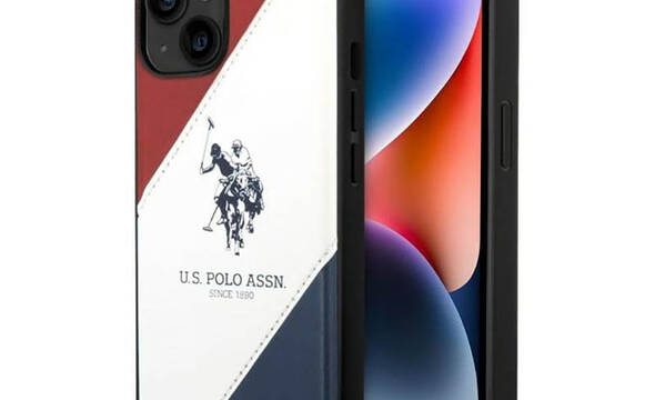 US Polo Assn Tricolor Embossed - Etui iPhone 14 (bia - zdjęcie 1