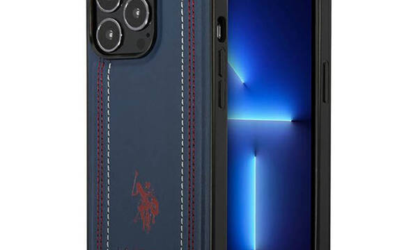 US Polo Assn Leather Stitch - Etui iPhone 14 Pro (granatowy) - zdjęcie 1
