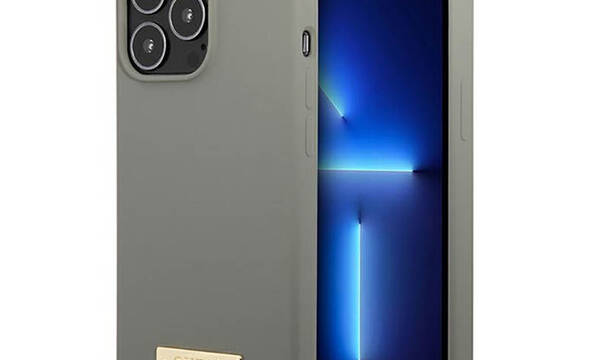 Guess Silicone Logo Plate MagSafe - Etui iPhone 13 Pro Max (szary) - zdjęcie 1