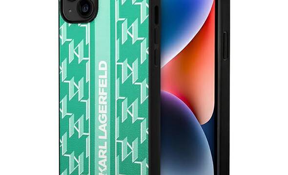 Karl Lagerfeld Monogram Stripe - Etui iPhone 14 Plus (zielony) - zdjęcie 1