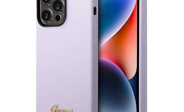 Guess Silicone Vintage - Etui iPhone 14 Pro Max (fioletowy) - zdjęcie 1