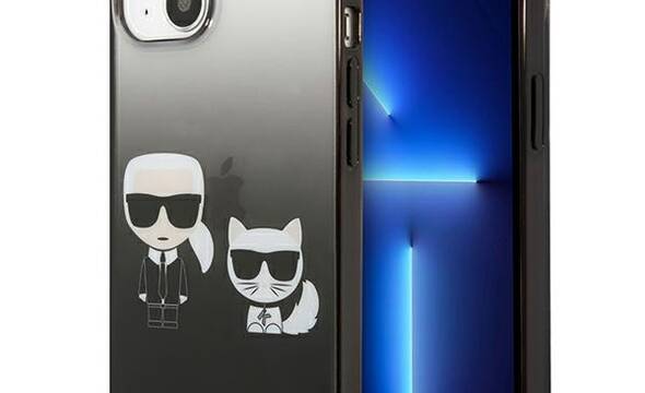 Karl Lagerfeld Gradient Ikonik Karl & Choupette - Etui iPhone 13  mini (czarny) - zdjęcie 1