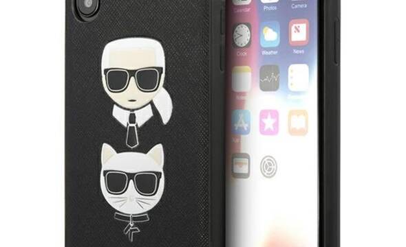 Karl Lagerfeld Saffiano Karl & Choupette Heads - Etui iPhone Xs / X (czarny) - zdjęcie 1