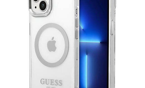 Guess Metal Outline MagSafe - Etui iPhone 14 Plus (przezroczysty / srebrny) - zdjęcie 1