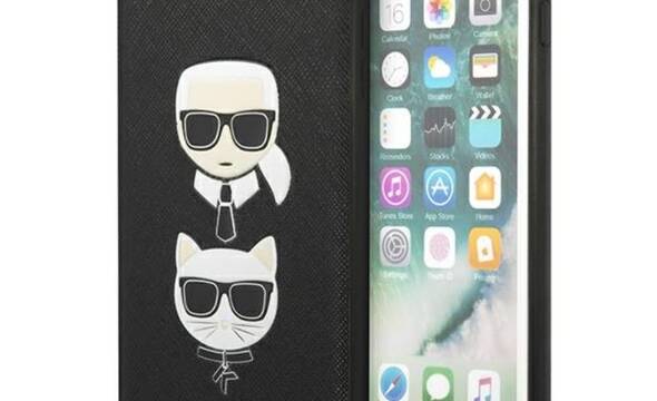 Karl Lagerfeld Saffiano Karl & Choupette Heads - Etui iPhone 8 Plus / 7 Plus (czarny) - zdjęcie 1