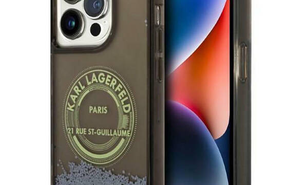 Karl Lagerfeld Liquid Glitter Round RSG Logo Case - Etui iPhone 14 Pro (czarny) - zdjęcie 1