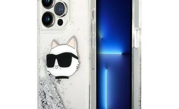 Karl Lagerfeld Liquid Glitter NFT Choupette Head - Etui iPhone 14 Pro (srebrny) - zdjęcie 1