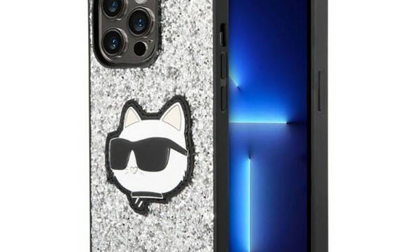Karl Lagerfeld NFT Glitter Choupette Patch - Etui iPhone 14 Pro Max (srebrny) - zdjęcie 1
