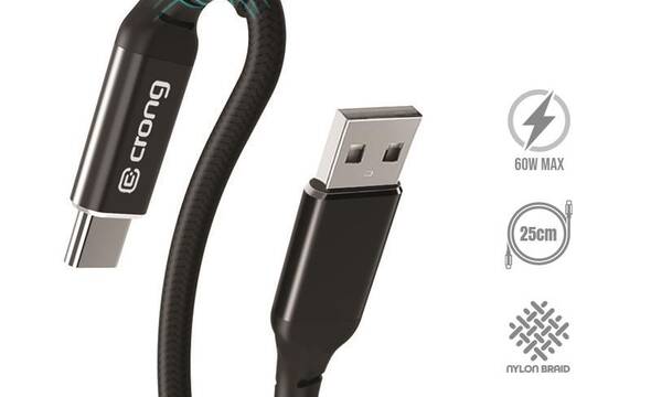 Crong Armor Link - Kabel 60W PD 3A USB-A do USB-C 25cm (czarny) - zdjęcie 1