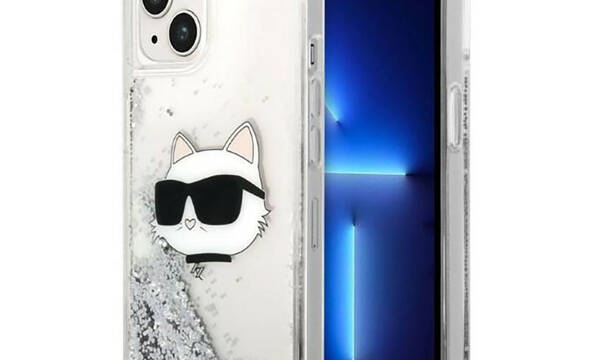 Karl Lagerfeld Liquid Glitter NFT Choupette Head - Etui iPhone 14 Plus (srebrny) - zdjęcie 1
