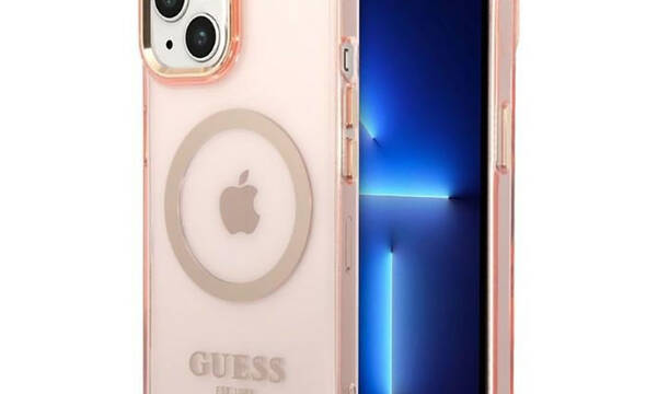 Guess Gold Outline Translucent MagSafe - Etui iPhone 14 Plus (r - zdjęcie 1