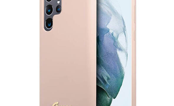 Guess Silicone Script Metal Logo - Etui Samsung Galaxy S23 Ultra (różowy) - zdjęcie 1