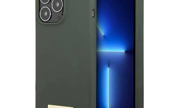 Guess Silicone Logo Plate MagSafe - Etui iPhone 13 Pro (zielony) - zdjęcie 1