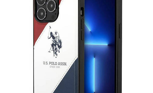 US Polo Assn Tricolor Embossed - Etui iPhone 14 Pro Max (bia - zdjęcie 1