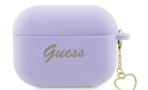 Guess Silicone Heart Charm - Etui AirPods Pro 2 (fioletowy) - zdjęcie 1