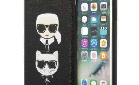 Karl Lagerfeld Saffiano Karl & Choupette Heads - Etui iPhone SE 2022 / SE 2020 / 8 / 7 (czarny) - zdjęcie 1