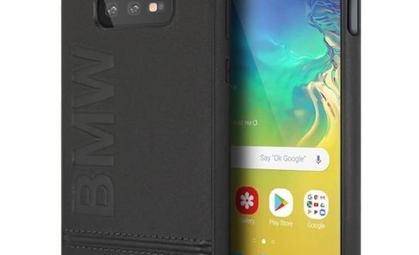 BMW Signature Logo Imprint Case - Skórzane etui Samsung Galaxy S10e  z wytłaczanym logo BMW (czarny) - zdjęcie 1