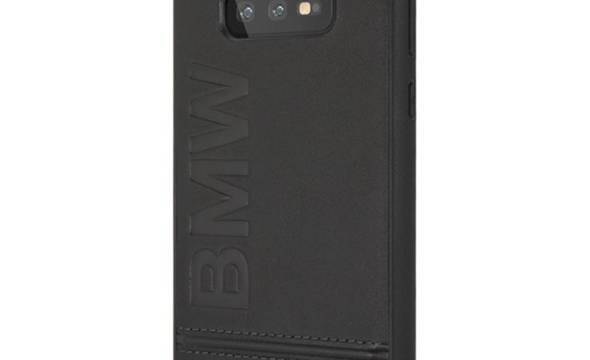 BMW Signature Logo Imprint Case - Skórzane etui Samsung Galaxy S10e  z wytłaczanym logo BMW (czarny) - zdjęcie 2