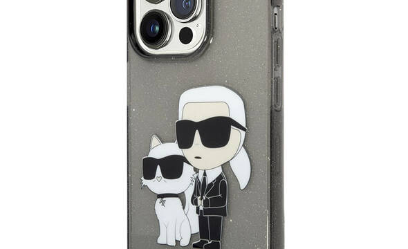 Karl Lagerfeld IML Glitter NFT Karl & Choupette - Etui iPhone 14 Pro Max (czarny) - zdjęcie 1
