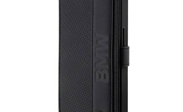BMW Booktype Leather Textured & Stripe - Etui iPhone 14 Pro Max (czarny) - zdjęcie 1