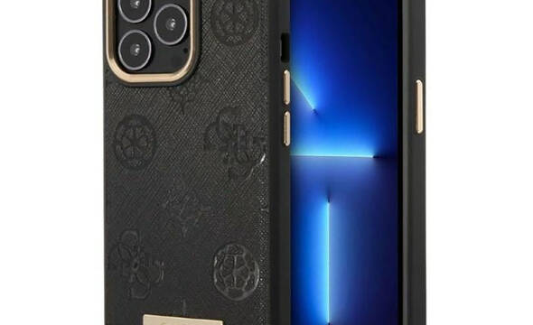 Guess Peony Logo Plate MagSafe - Etui iPhone 13 Pro (czarny) - zdjęcie 1