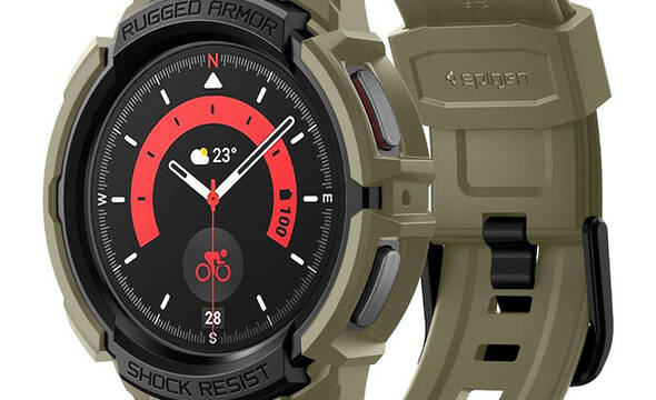Spigen Rugged Armor Pro - Pasek + etui do Samsung Galaxy Watch 5 45 mm (Vintage Khaki) - zdjęcie 1