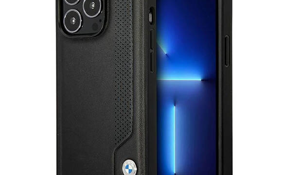 BMW Leather Blue Dots - Etui iPhone 14 Pro (czarny) - zdjęcie 1