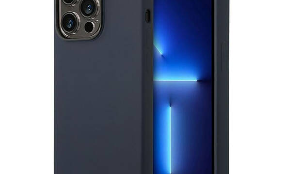 BMW Liquid Silicone Case Metal Logo - Etui iPhone 14 Pro (granatowy) - zdjęcie 1