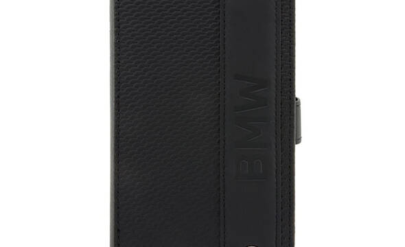 BMW Booktype Leather Textured & Stripe - Etui iPhone 14 Pro (czarny) - zdjęcie 1
