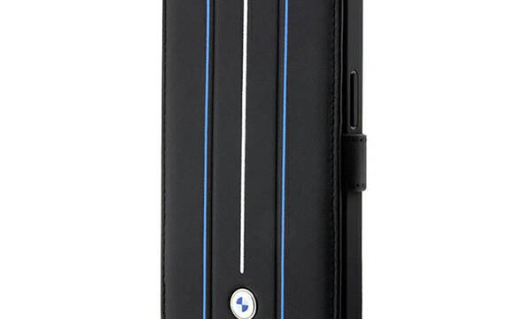 BMW Booktype Leather Stamp Blue Lines - Etui iPhone 14 Pro Max (czarny) - zdjęcie 1