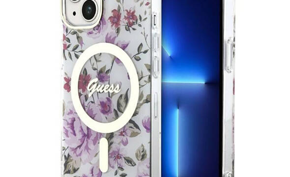 Guess Flower MagSafe - Etui iPhone 14 Plus (Przezroczysty) - zdjęcie 1