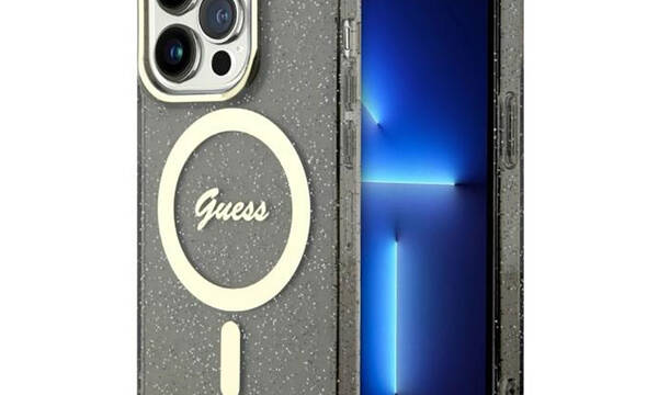 Guess Glitter Gold MagSafe - Etui iPhone 14 Pro (Czarny) - zdjęcie 1