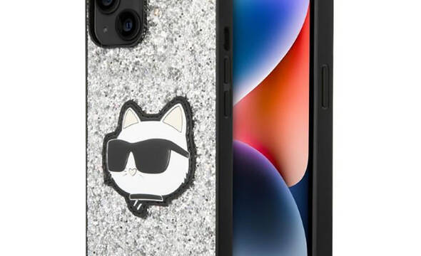 Karl Lagerfeld NFT Glitter Choupette Patch - Etui iPhone 14 (srebrny) - zdjęcie 1