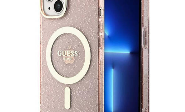 Guess Glitter Gold MagSafe - Etui iPhone 14 Plus (R - zdjęcie 1