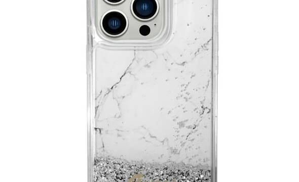 Guess Liquid Glitter Marble - Etui iPhone 14 (Bia - zdjęcie 1