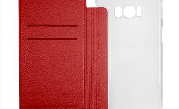 Guess Iridescent Book - Etui Samsung Galaxy S8+ z kieszeniami na karty (czerwony) - zdjęcie 4