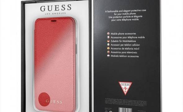 Guess Iridescent Book - Etui Samsung Galaxy S8+ z kieszeniami na karty (czerwony) - zdjęcie 5