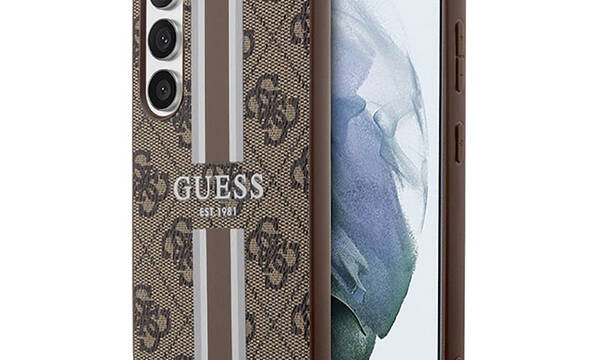 Guess 4G Printed Stripe - Etui Samsung Galaxy S23 (bršzowy) - zdjęcie 1