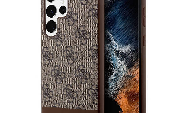 Guess 4G Bottom Stripe Metal Logo Collection - Etui Samsung Galaxy S23 Ultra (bršzowy) - zdjęcie 1