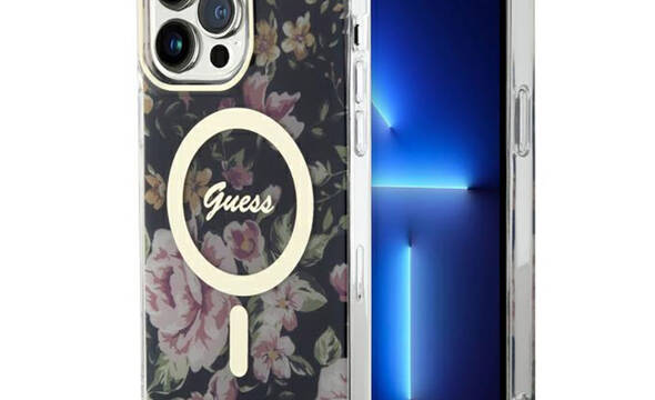 Guess Flower MagSafe - Etui iPhone 14 Pro Max (Czarny) - zdjęcie 1