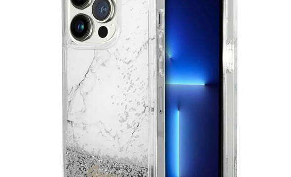 Guess Liquid Glitter Marble - Etui iPhone 14 Pro (Bia - zdjęcie 1