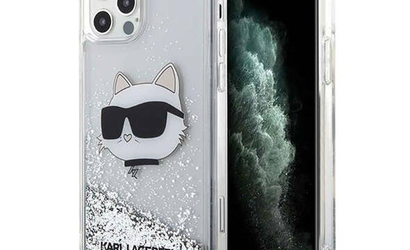 Karl Lagerfeld Liquid Glitter NFT Choupette Head - Etui iPhone 12 / iPhone 12 Pro (srebrny) - zdjęcie 1
