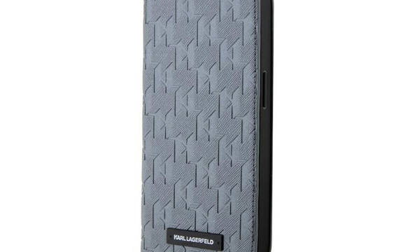 Karl Lagerfeld Booktype Saffiano Monogram - Etui iPhone 14 Pro (Srebrny) - zdjęcie 1