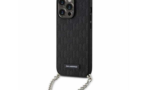 Karl Lagerfeld Saffiano Monogram Chain - Etui iPhone 14 Pro (Czarny) - zdjęcie 1