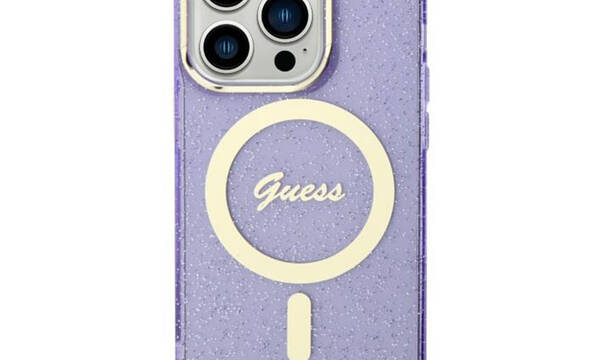 Guess Glitter Gold MagSafe - Etui iPhone 11 (Purpurowy) - zdjęcie 1